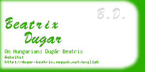 beatrix dugar business card